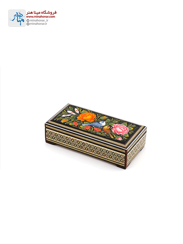 جعبه جواهر خاتم طرح گل و مرغ کد2021